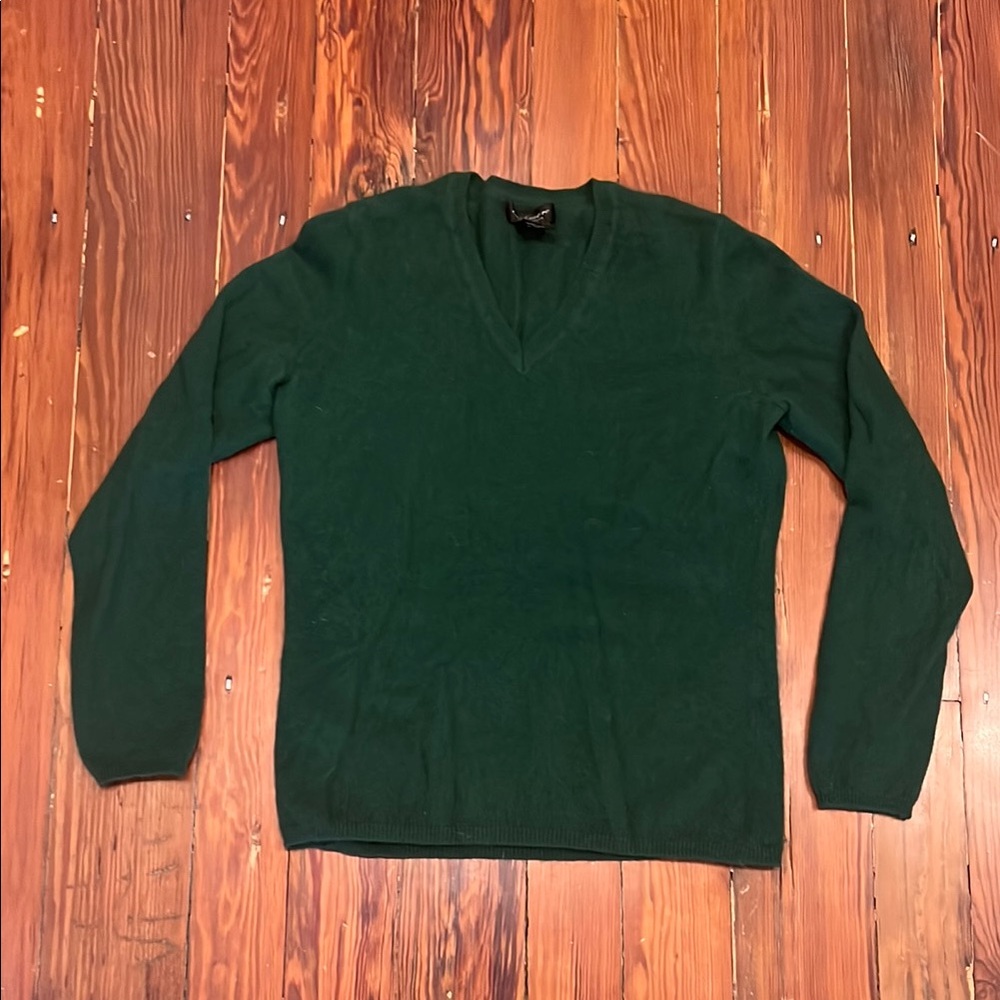 Lord & Taylor V-Neck Green Sweater Knit - Sz S